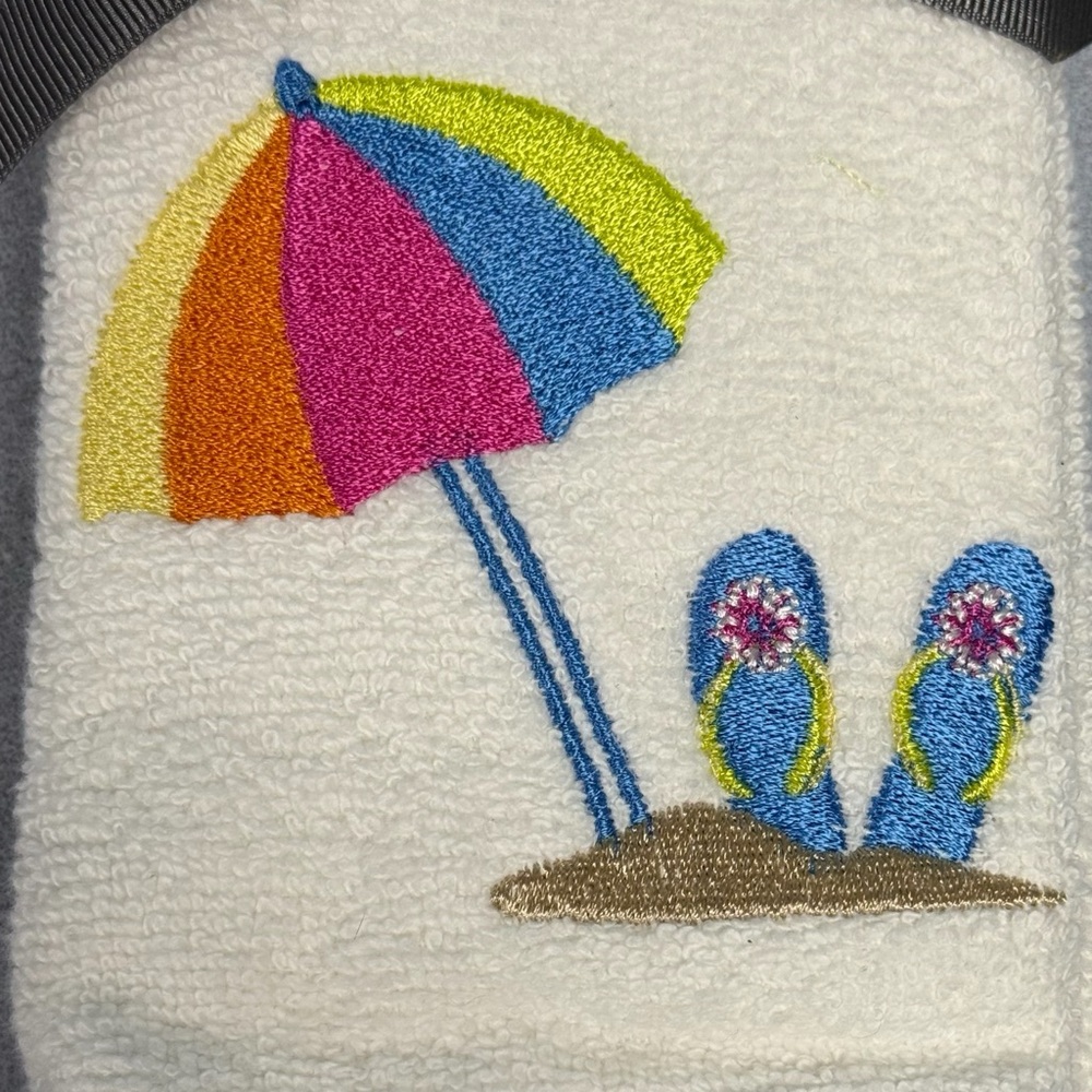 Martha Stewart Fingertip Towel Set Beach Embroidered Cotton Guest OS - Picture 2 of 4